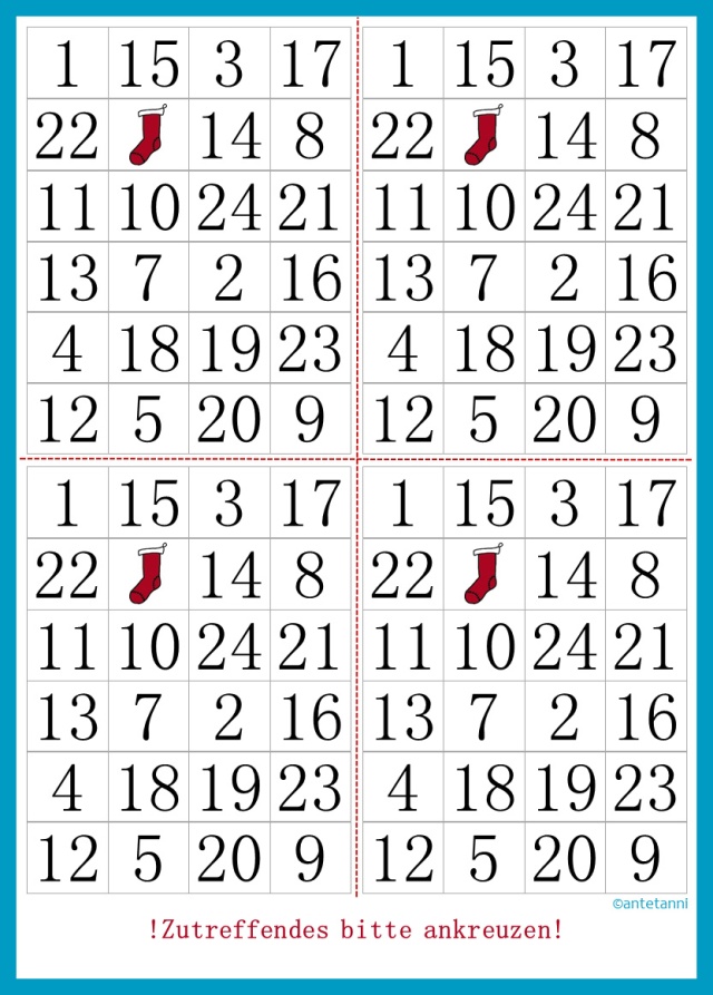 Adventskalender Bingo Antetanni Bastelt Antetanni